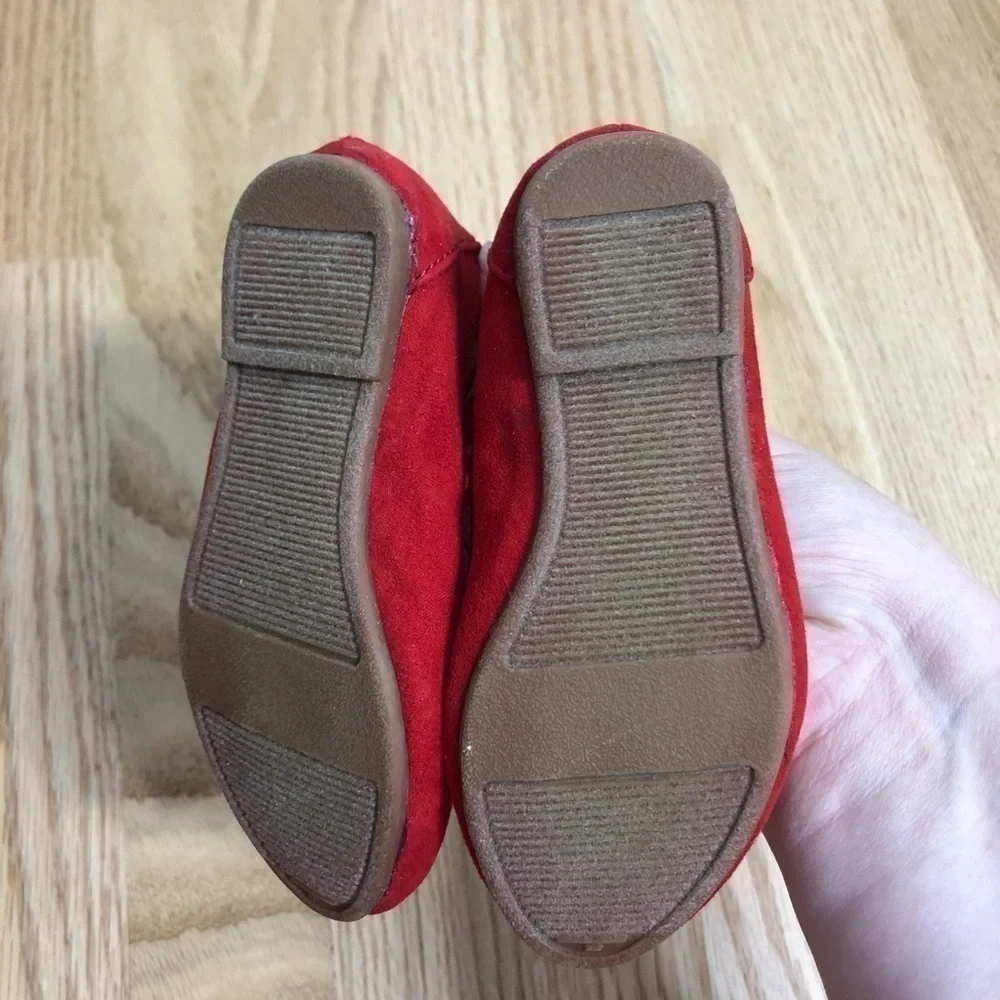 Old Navy Zipper Back Bow Flats Sz 5 Baby Kids Red